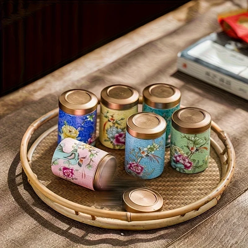 6 Pcs Tea Jars with Gift Box Household Storage Containers, Sealed Jars Decorative Jugs Kitchen Organizer Vessels Holiday Gifts