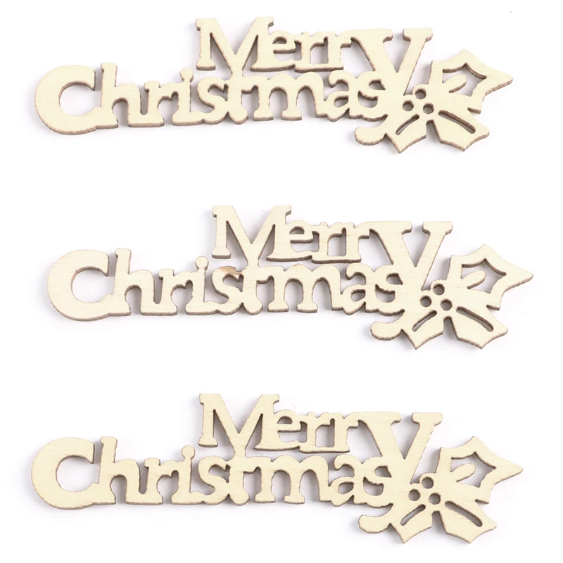 

(10 Pcs/pack)2.55x8.85cm Merry Christmas Pendant Decoration Woodblock Christmas Decoration Children's Handmade Graffiti Card Diy