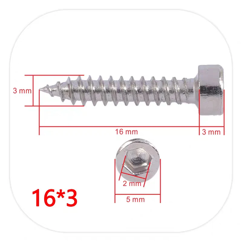 10pcs M3*16 Golden silver hexagon self-tapping screws for speaker amplifier mounting rust-resistant audio accessories