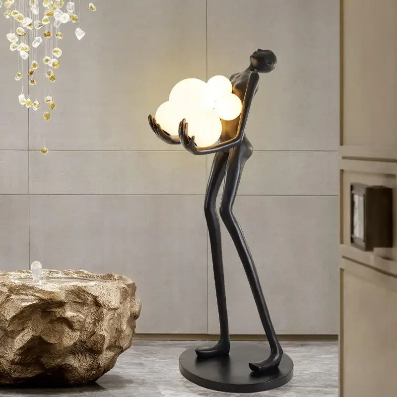 Humanoid Floor Lamp Lamp Modern Led Floor Light Sculpture Hotel Nordic Living Room Corner Resin Sculpture Warm Light Body Art
