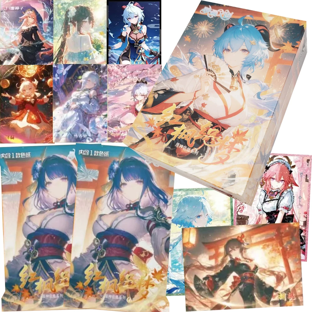 Genshin Impact Collection Cards Color Paper Series Raiden Shogun Furina Beautiful Art Game Peripheral Cards Table Decor Fun Gift