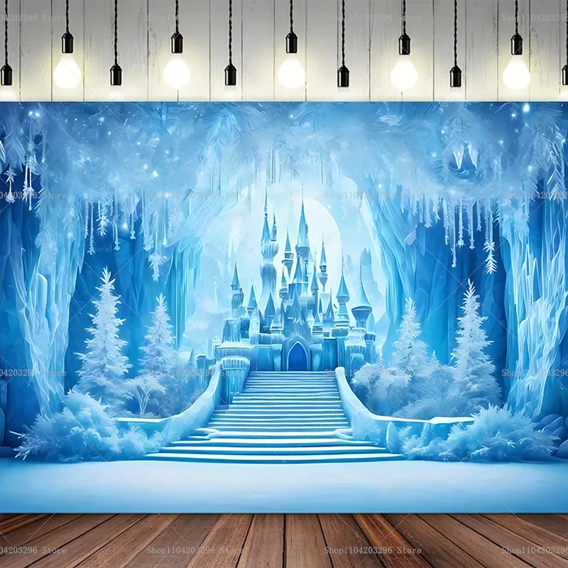 

Winter Frozen Party Supplies Background Decoration Frozen Snow Flower Photography Banner Winter Wonderland Snow Background