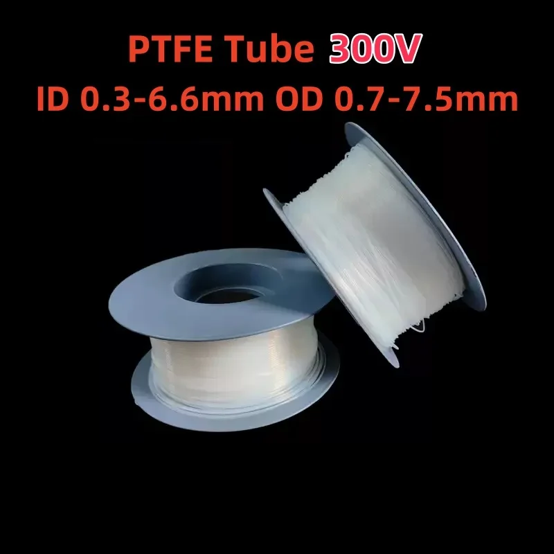 1 Meter PTFE Tube AWG T-Type 300V  ID 0.3-6.6mm OD 0.7-7.5mm Insulated Capillary Heat Protector Transmit Hose