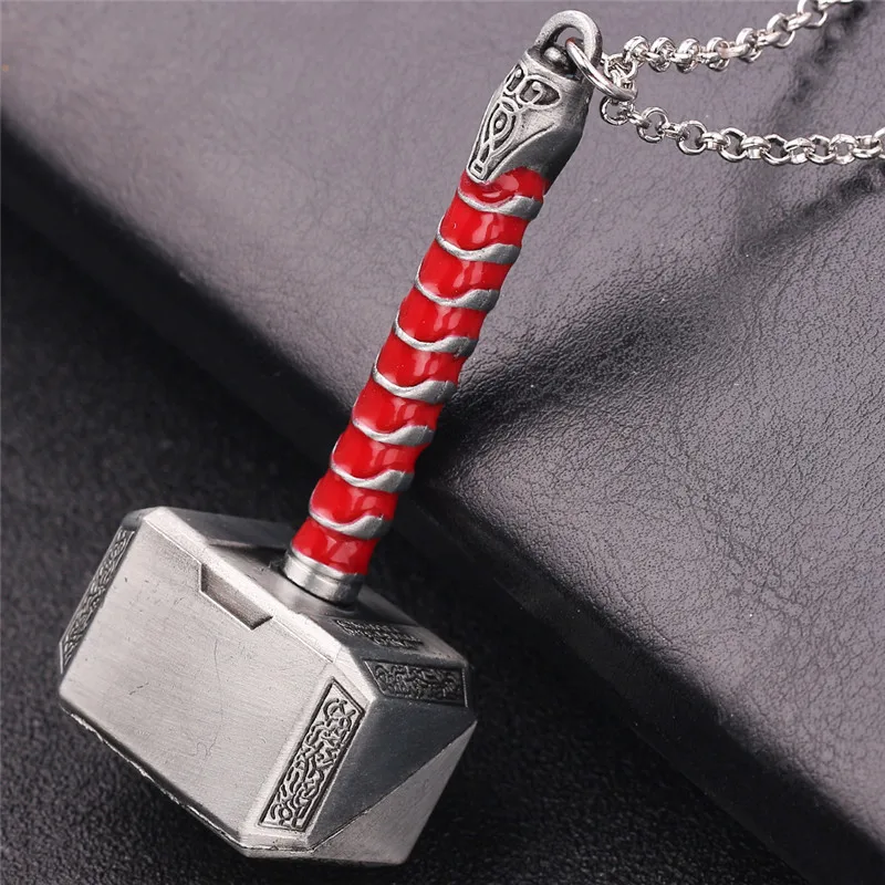 Marvel Superhero Thor Fashion Pendant Necklace The Avengers Thor's Hammer Pendant Necklace Suitable for Men and Women