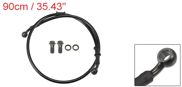 Motoforti 90 cm Motorrad geflochtener hydraulischer Bremsleitung Ölschlauch Schwarz Armeegrün 1 Set – Detail 1