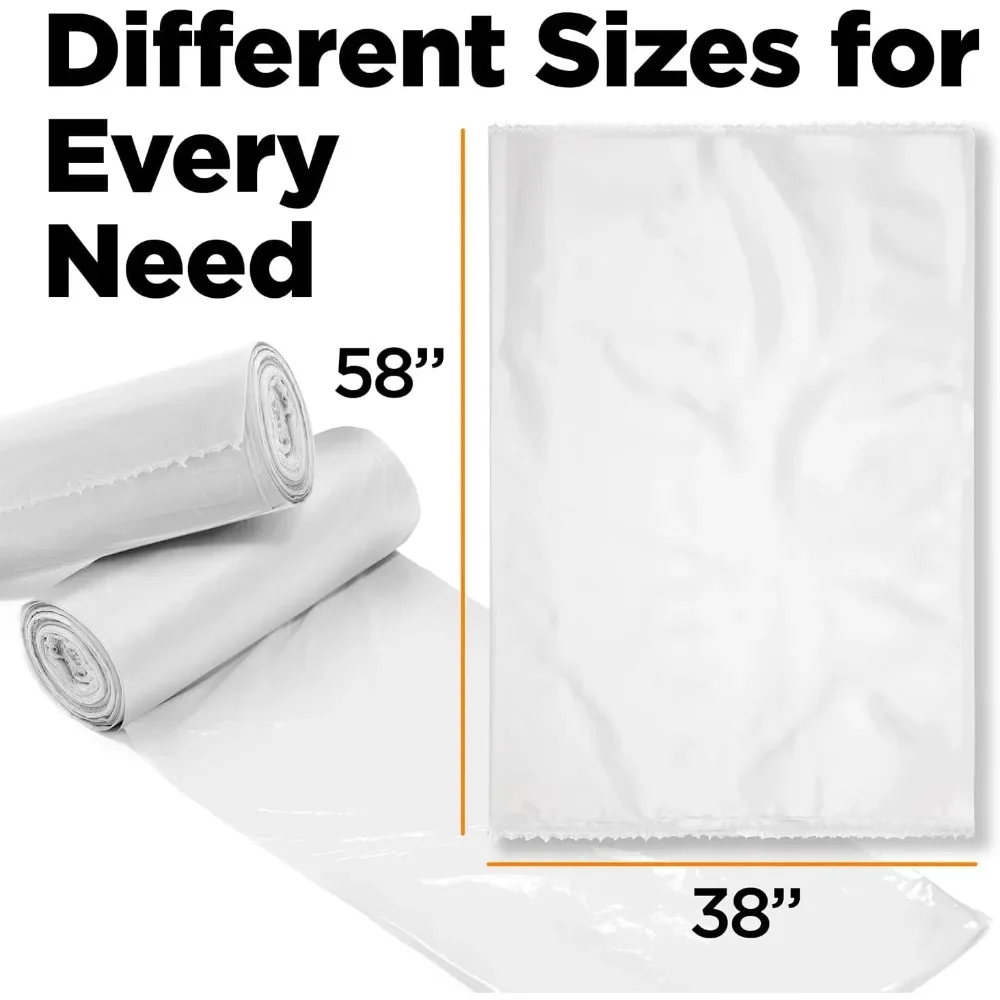 Trash Bags, Heavy-Duty 3 Mil Contractor Bags, Large 55-60 Gallon Trash Can Liner, Recycling, 38 x 58