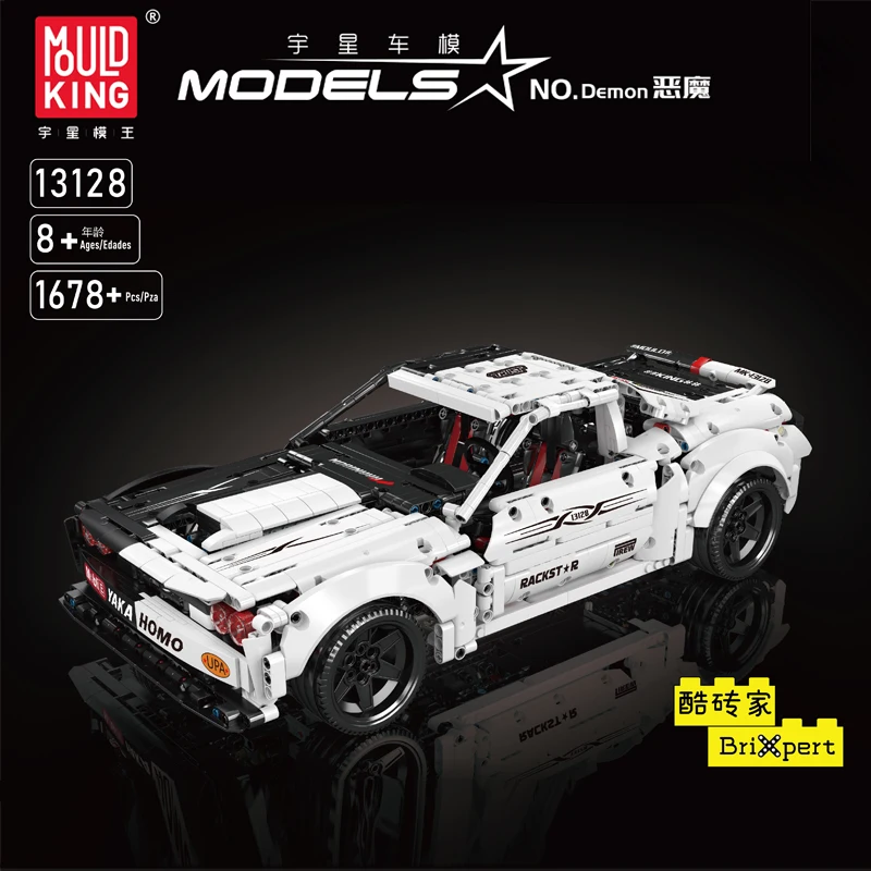 MOULD KING 13128 Technical Dodge Hellcat Sport Car Building Blocks APP Remote Control Super Sports Car Bricks Toys For Kid Gifts