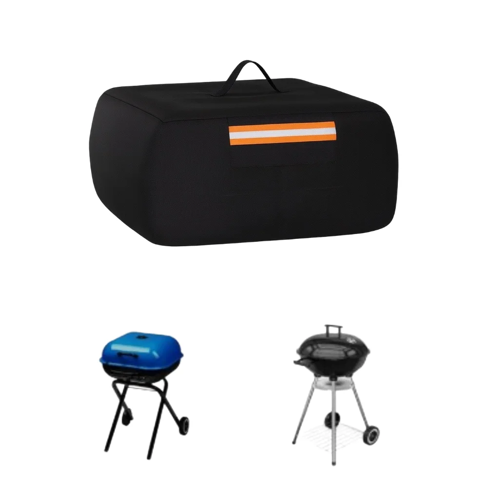 420D Portable Charcoal Grill Cover Weather Resistant Dust=Proof Sun Protection For Outdoor BBQ Camping 21.5x21.5x14.5 Inch