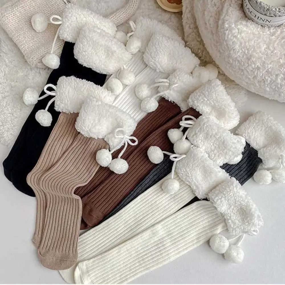 Cute Long Tube Sock Lamb Wool Stocking Cotton Korean Style Hosiery Cloth Accessories Autumn&Winter Bow Socks Women