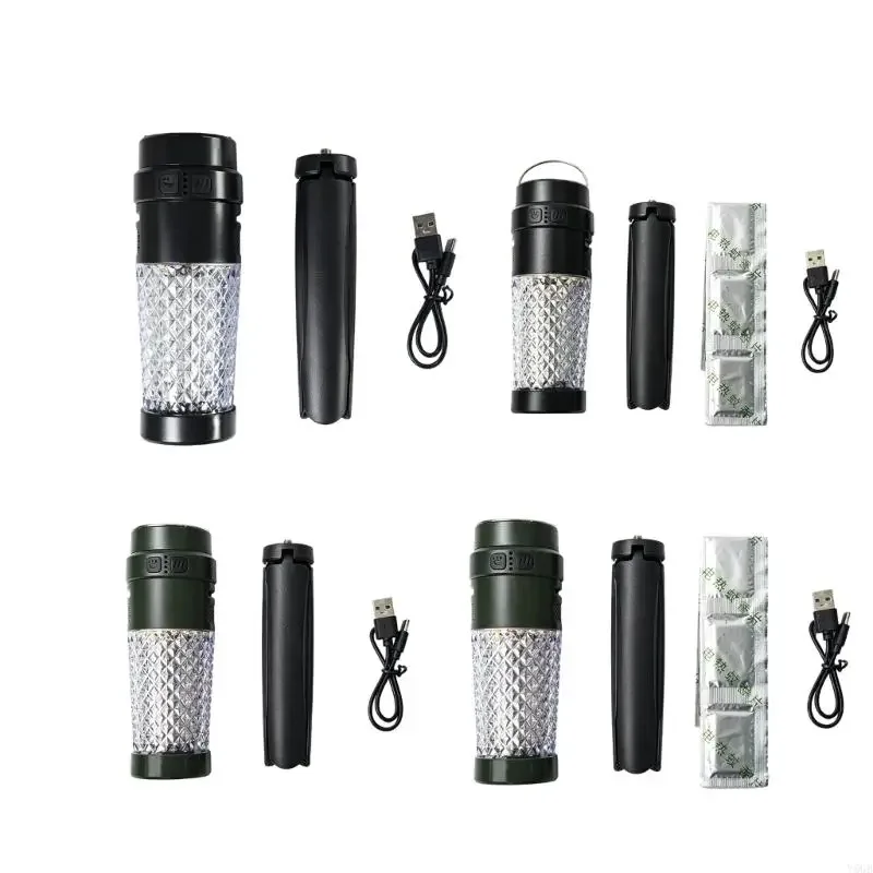 Camping Light With Folding Stand and Top Hook, Rechargeable Design With Soft Diffuser for Tent Use and Ground Lighting Y5GB