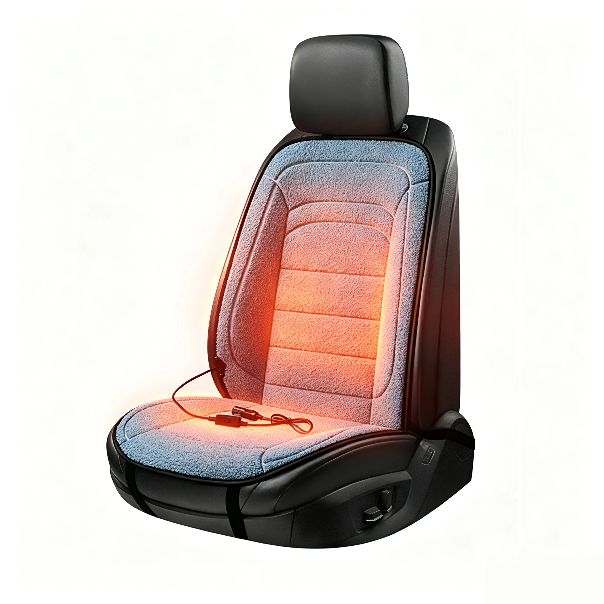 Heated Seat Cushion for Car, 12V Lambswool Seat Cover Fast Heating Back Hip Warmer Universal Fit Sedan SUV Truck Winter Gift