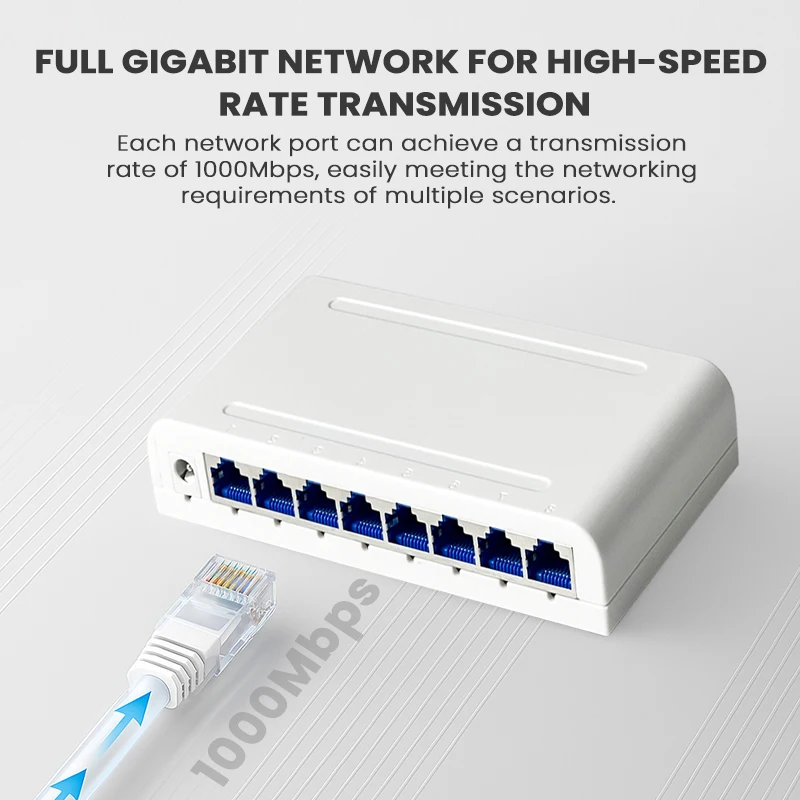 Switch rapido Ethernet 5 porte/8 porte 10/100/1000Mbps Switch dati multiporta RJ45 Rete Gigabit per ufficio e PC domestico a livello globale