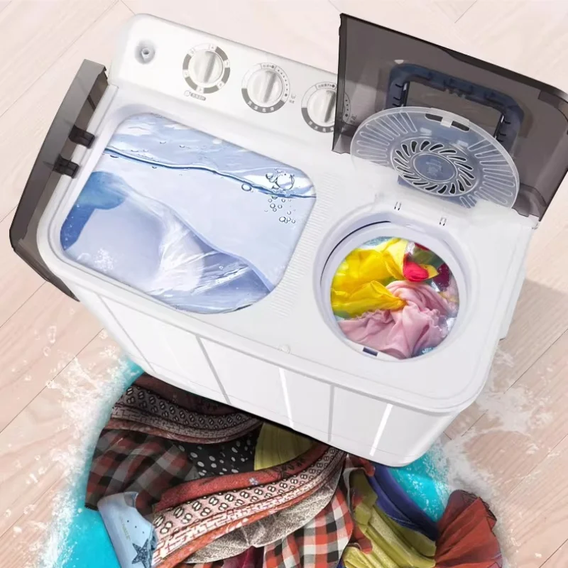 10KG Semi-Automatic Twin Tub Washer Top Load Compact for Home Dorm Large Capacity