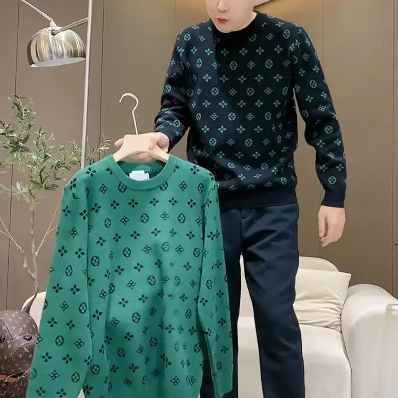 Thickened sweater men's trend autumn and winter new handsome fashion high-end Korean version long-sleeved knitted sweater