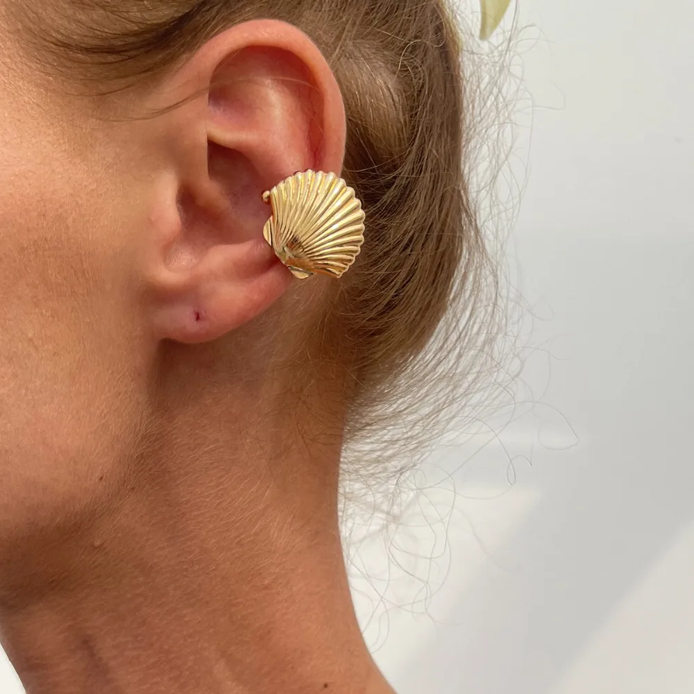 Vintage Flower C Shape Ear Cuff Silver Golded Starfish Shell Ring Clip Irregular Shape Minimalism C-shaped Ear Clip Travel