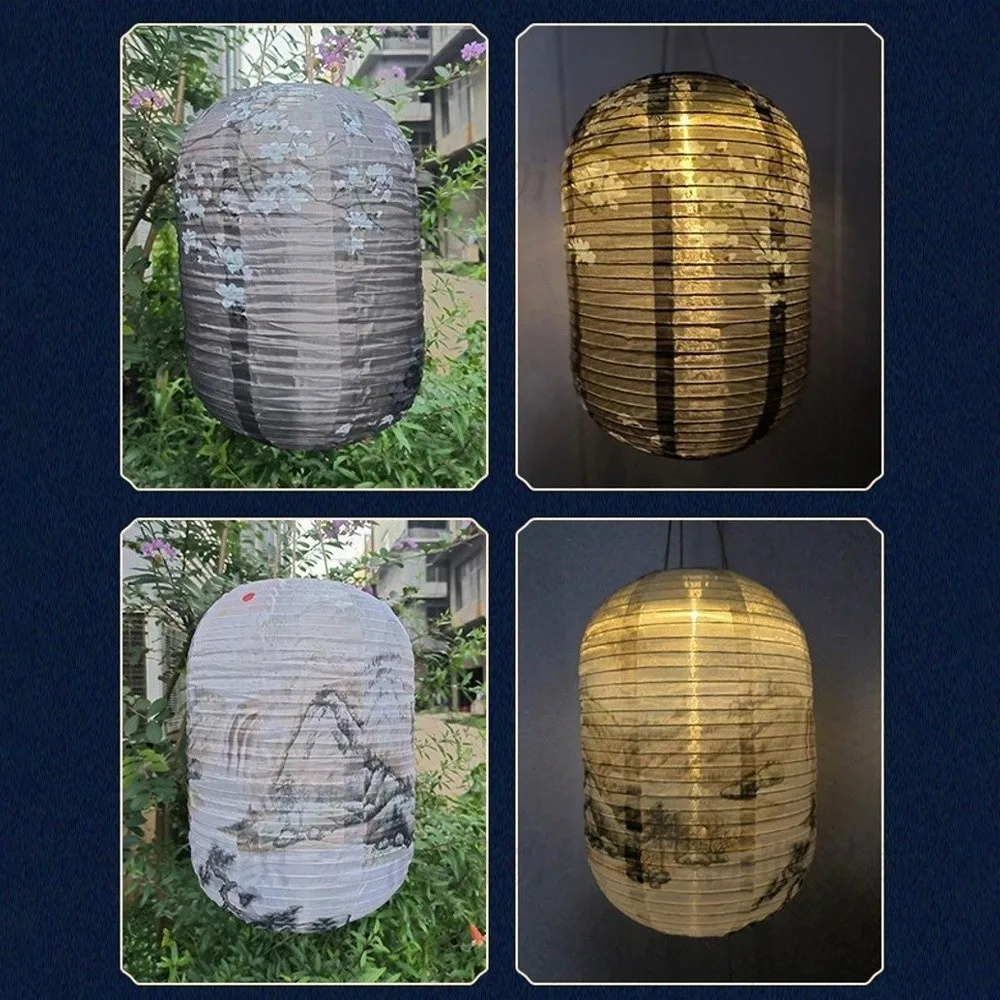 Oriental Style Waterproof Chinese Style Lantern LED Light Solar Powered LED Light Lantern Nylon Cloth Outdoor Lantern Home Decor