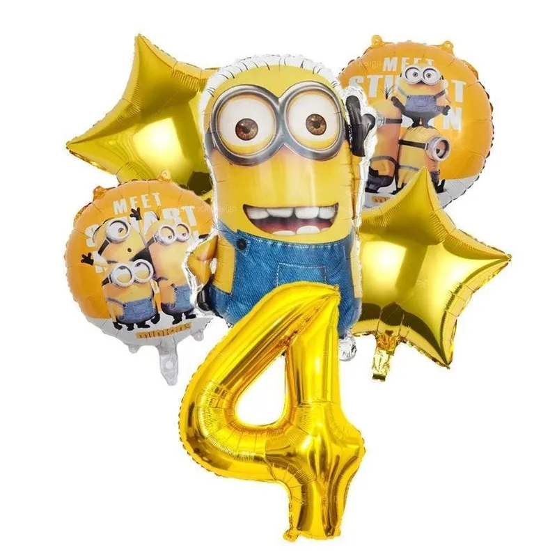 

New Cartoon Cute Minions Theme Digital 1-9 Balloon Birthday Party Decoration Balloon Set Birthday Party Decoration Gifts