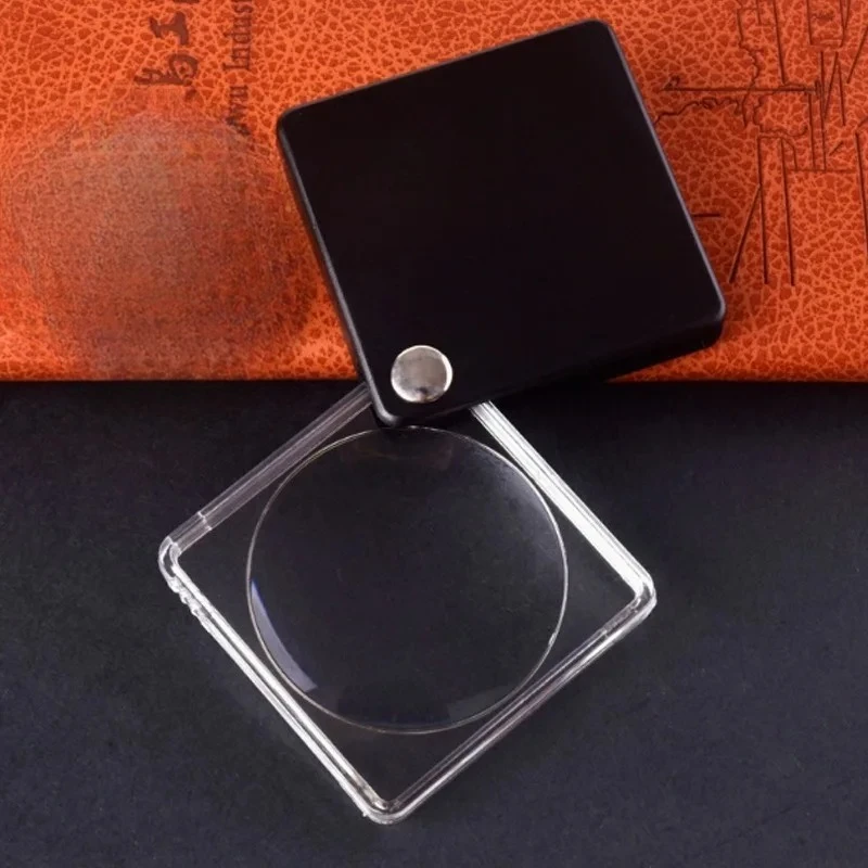 5PC Portable Handheld 5X Mini Pocket Magnifier Glass Foldable Reading Magnifying Glasses Square Plastic Helping Hands Loupe