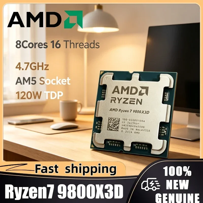 AMD Ryzen 7 9800X3D AMD R7 9800X3D 100% Brand New 4NM L3=96M 4.7GHz 8-Core 16-Thread DDR5 Socket AM5 120W Processor