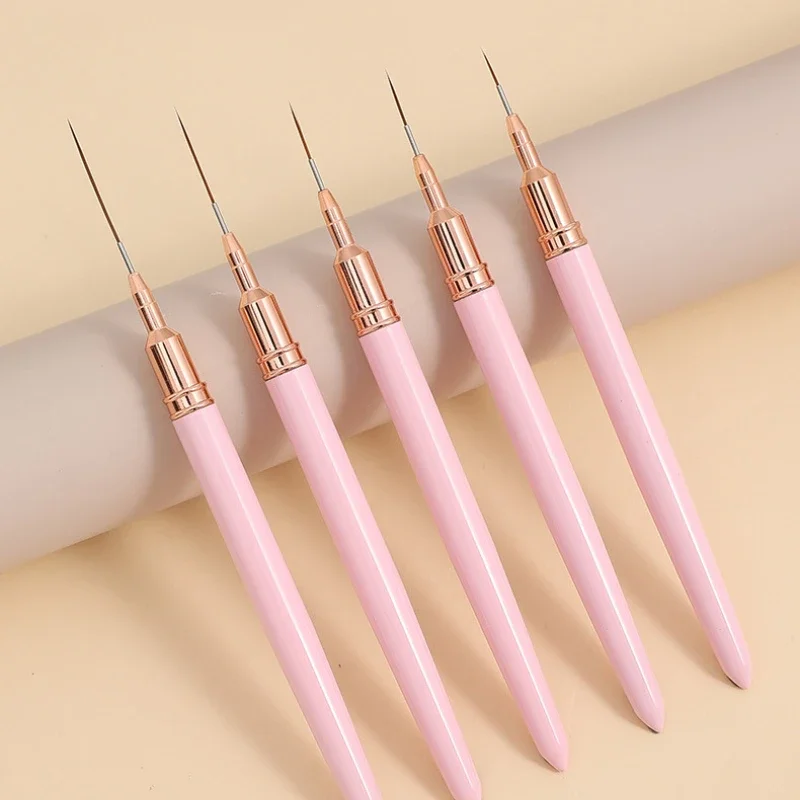 5Pcs/Set Black Nail Art Liner Brushes Painting Nail Design Pen 9/11/15/25mm Drawing Tool for Long Lines Details Manicure Pen