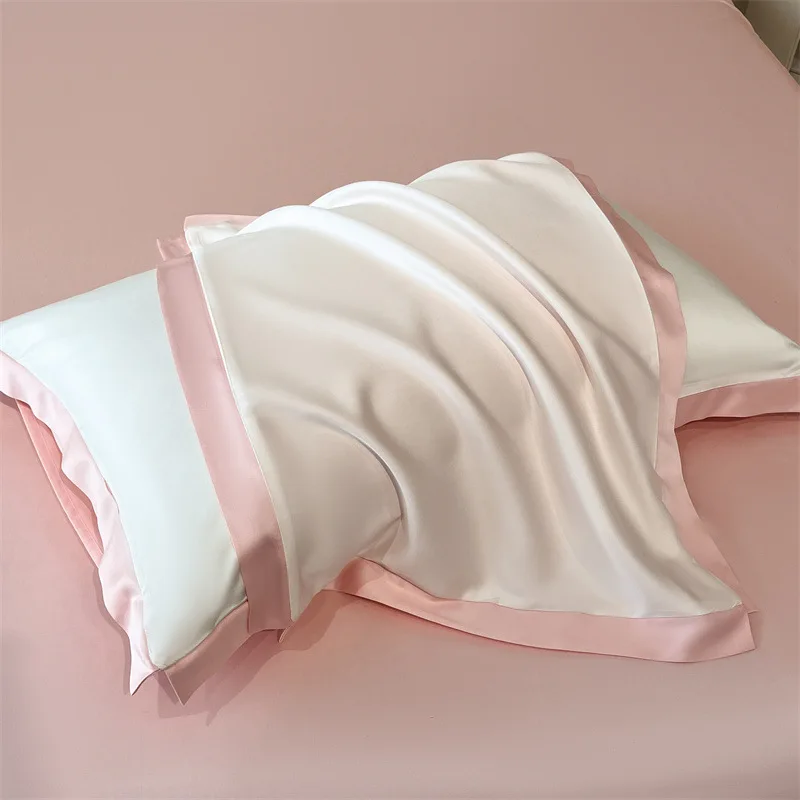 

Premium feeling ice silk pillowcase pair 2025 new summer pillow liner cover wide edge lace pillowcase cover