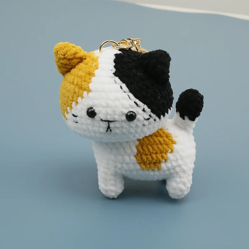 Niedlicher Gehäkelter Katzen-Anhänger Handgefertigter Gewebter Katzen-Schlüsselanhänger Gestrickter Cartoon-Tier-Rucksackanhänger Liebevolles Geschenk – Detail 6