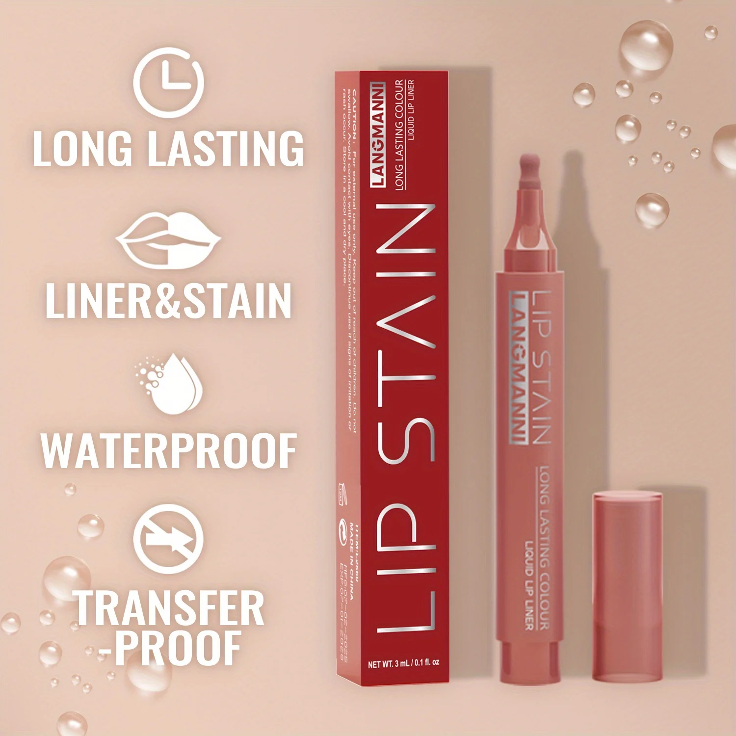 Lipstick water lip line lip glaze pen matte is not easy to stick to the cup dye lip liquid