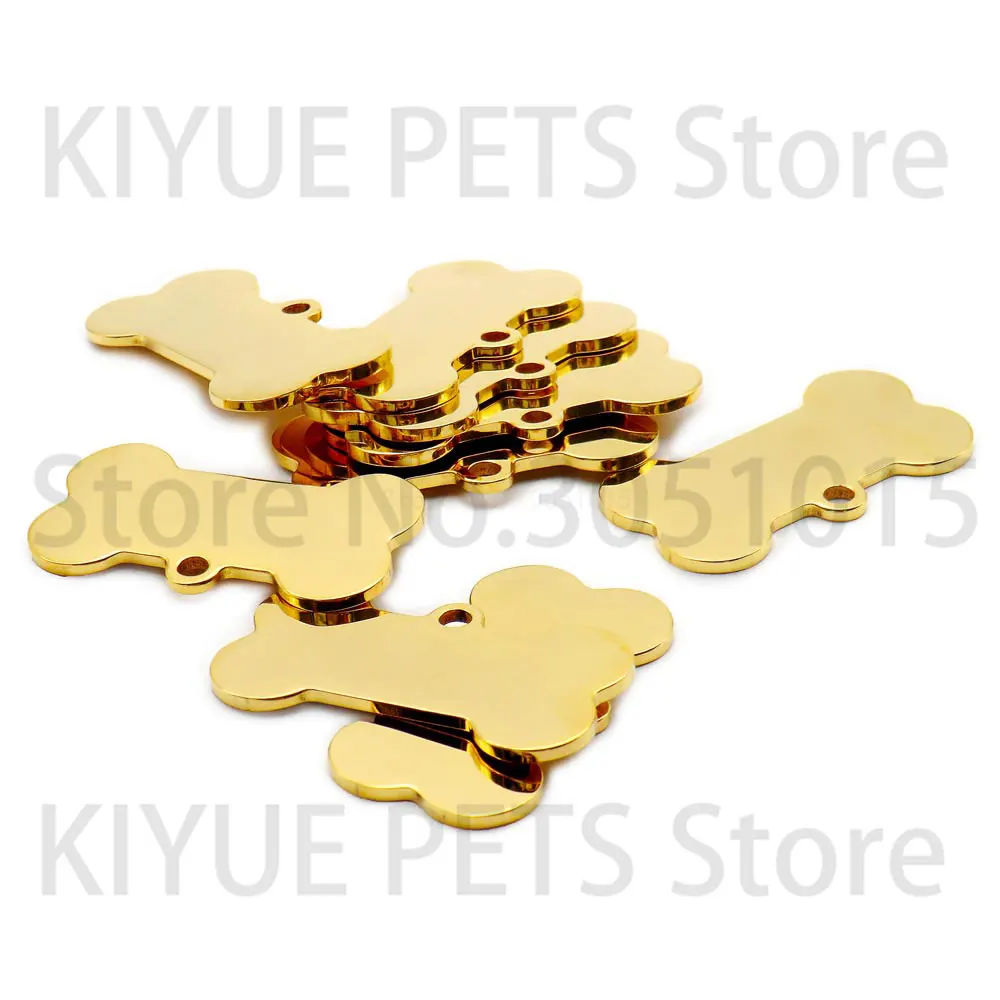 KIYUE Großhandel 100 Stück Bone Pet ID Tag Blank gravierter Edelstahl Heimtierbedarf Katzenhalsband Zubehör DIY Namensanhänger personalisiert 6