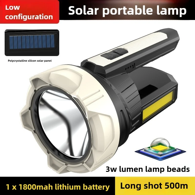 Cross-Border Large Light Cup Portable Lantern, High-Power COB Flashlight, Outdoor Multi-Function Searchlight, Solar Charging