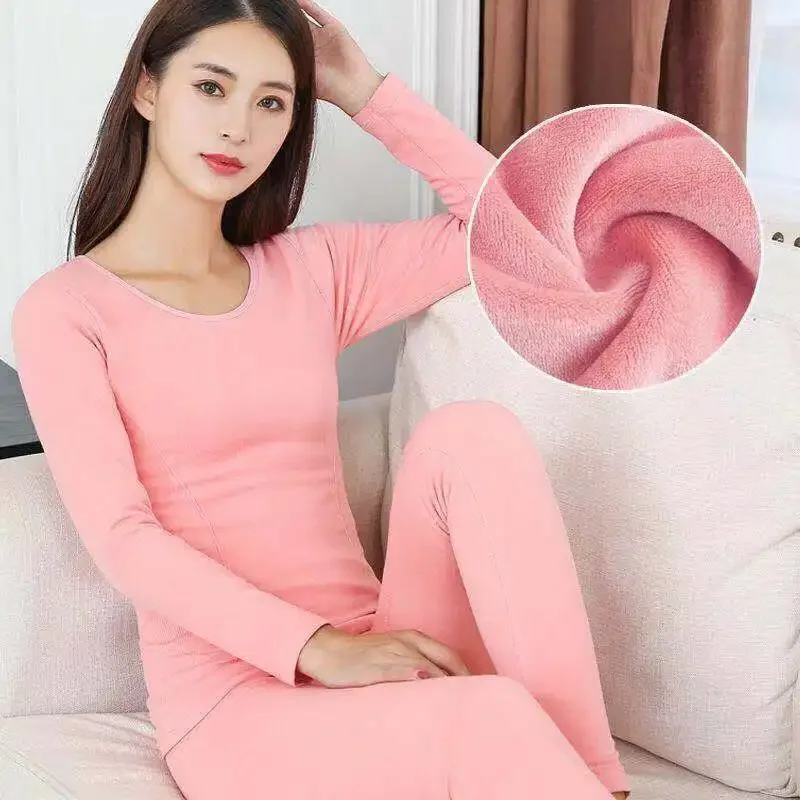 

Sexy Thermal Underwear Women Suit Thin Round Neck Tight-fitting Long Body Shaped Slim Intimate Sets Pajamas Warm Autumn Winter