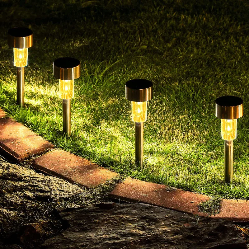 

10PCS Outdoor Solar Lawn Lamps Stainless Steel Garden Light Fairy Light Solar Powered Lamp Garden Decoration Landscape Lighting