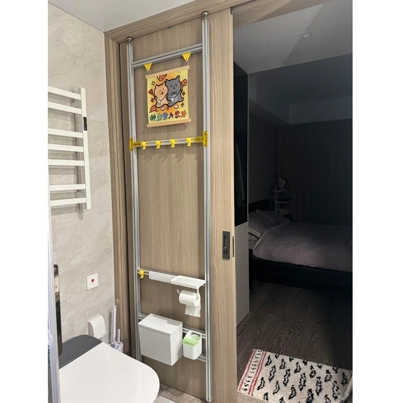 Aluminum profile door towel bar, bathroom non-punching towel rack, integrated rack, indomitable bath towel rack