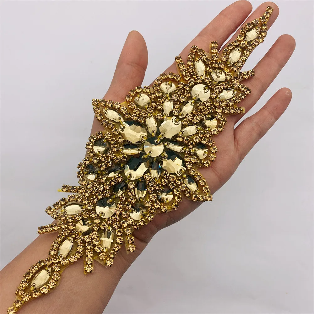 1 Stück Diamant-Strass-Applikation zum Aufbügeln für Hochzeitskleid, Brautgürtel, Abendgarderobe – Detail 2