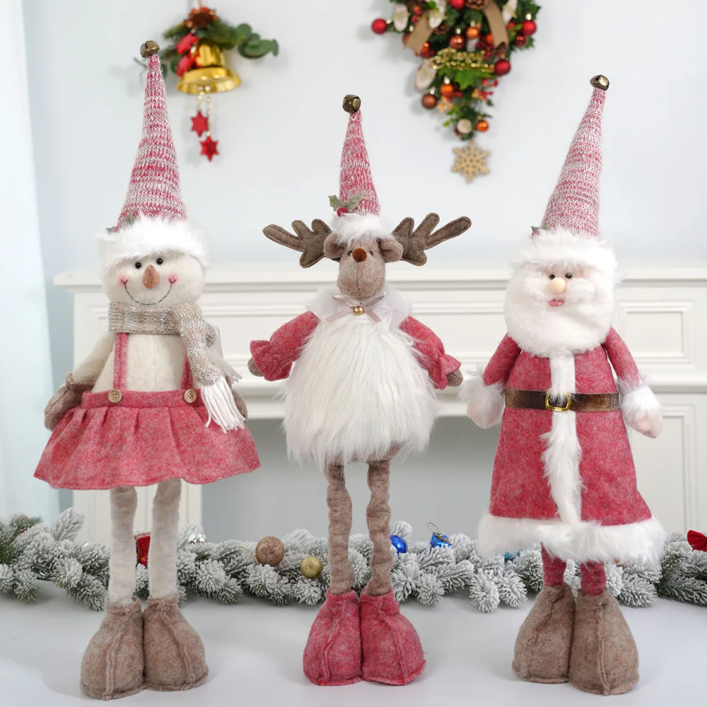 28inch New liftable Christmas Stractable Pink Santa Snowman Elk Doll Christmas doll gifts Christmas ornaments