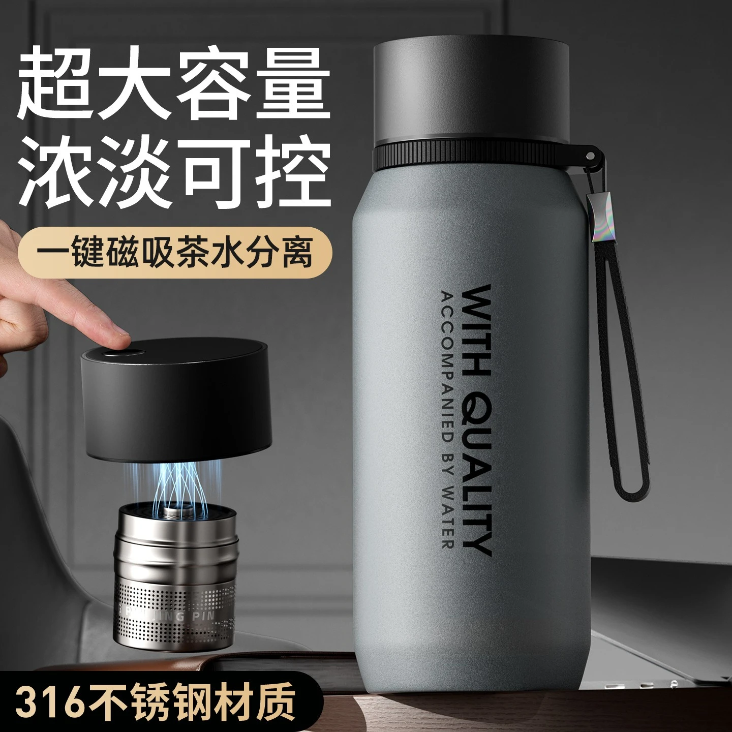 

Термос из цельной стали - портативная спортивная бутылка для воды большой емкости - 27/34 унции, для холодной/горячей воды