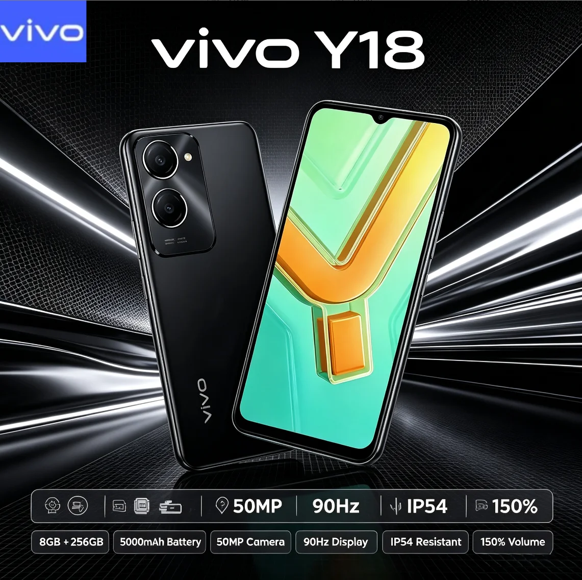 VIVO Y18 phone Official Authentic Product High-Performance Smartphone 8+256GB 90Hz 5000mAh Unlocked for Global Use New Model