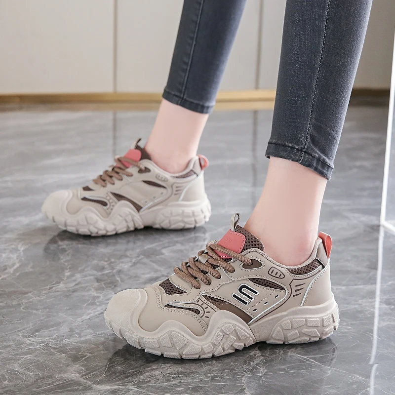 

Chunky 4.5cm Platform Sneakers for Women Breathable Mesh Upper Comfortable Walking Shoes Non Slip Sole Fashion Athletic Footwear