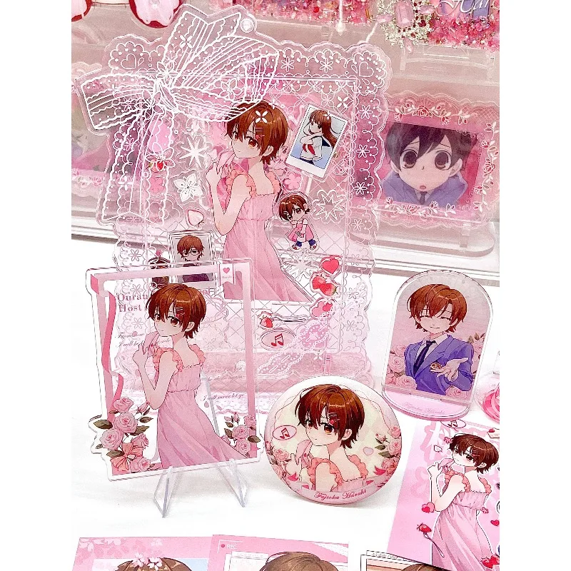 Ouran High School Host Club Haruhi Fujioka Merchandise Badges Acrylic Stands Postcards Keychains Fan Made