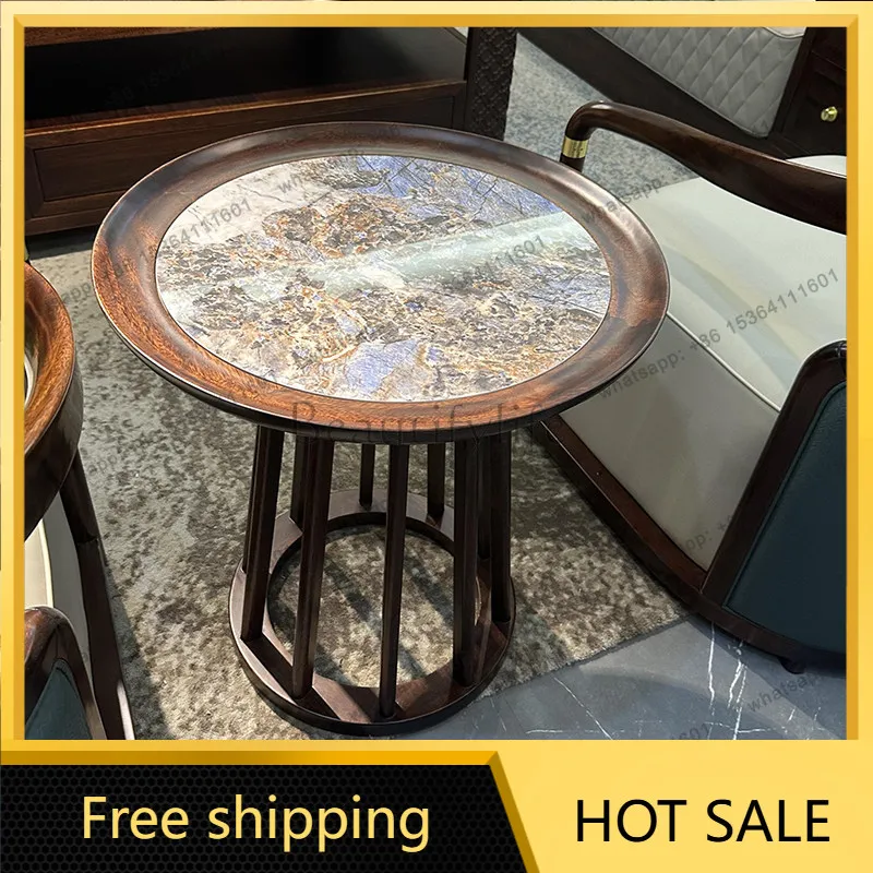 Factory Direct Sales New Chinese Ebony Corner Table All Solid Wood Simple Modern Small Round Table