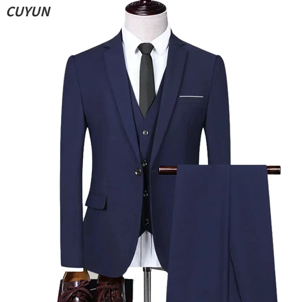 Men Suit Blazers For Wedding 3 Pieces 2 Sets Elegant High Quality Luxury Jackets Vest Pants 2024 Formal Coats Classic Costume