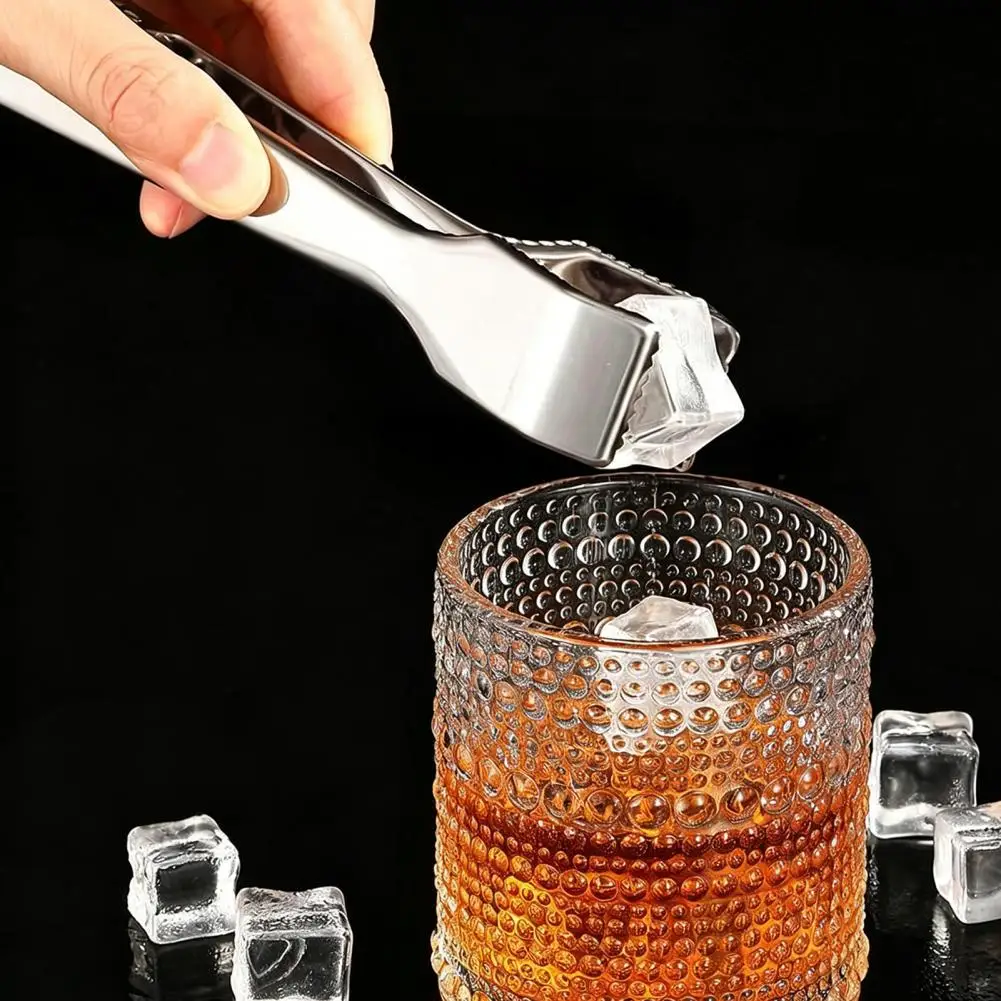 304 Stainless Steel Serrated Ice Cube Clip Multifunctional Rust-proof Food Clip Anti-skid Portable Serving Tongs Barbecue Clip