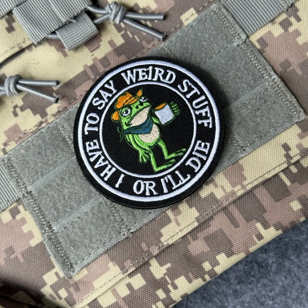 Funny Cowboy Frog Embroidered Hook & Loop Patch 