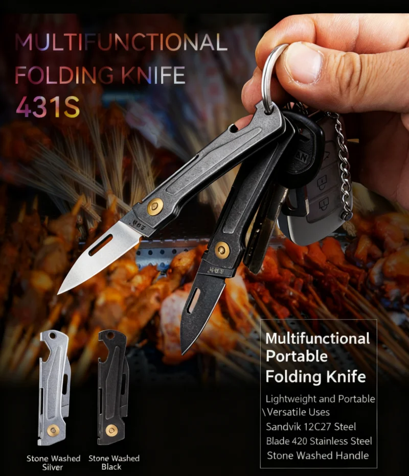 

Складной нож Sanrenmu, портативный брелок, мини-нож, раскрывающийся прочный острый нож высокой твердости