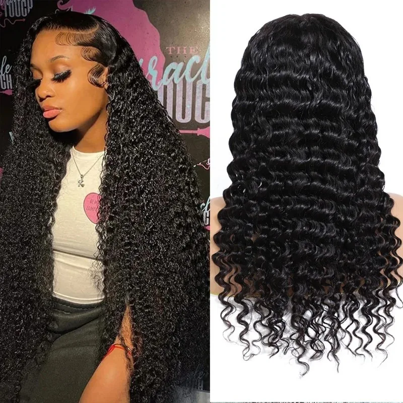 250 Density 32 34 Inch Brazilian 13x4 Curly Water Wave Hd Lace Front Human Hair Wigs 13x6 Deep Wave Lace Frontal Wig For Women