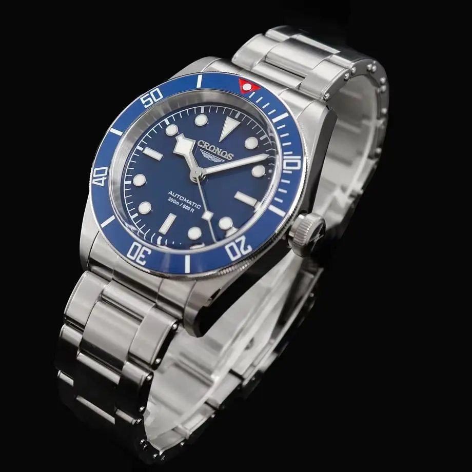 

CRONOS Мужские автоматические часы 41 мм Механические наручные часы для дайвера Светящиеся 200 м Водонепроницаемые с сапфировым стеклом PT5000 SW200