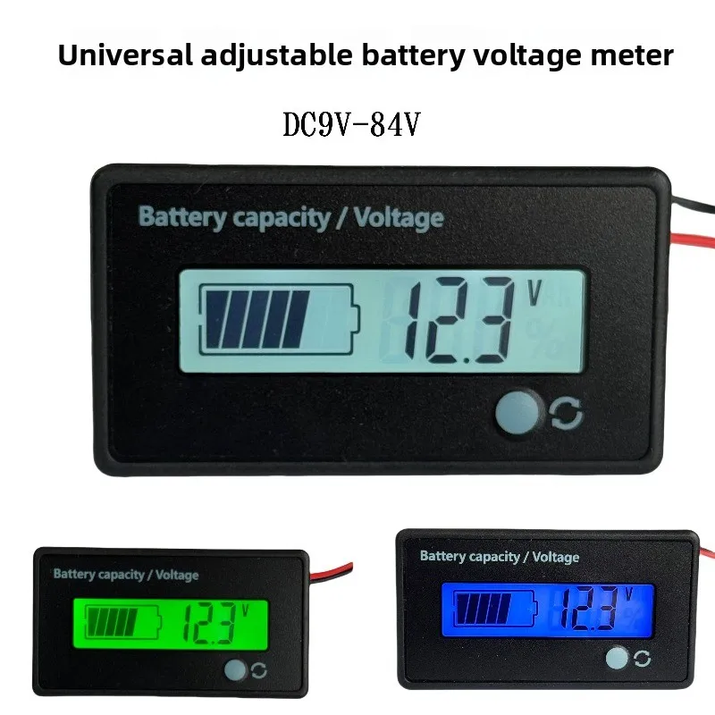 Adjustable power-saving lithium lead-acid battery 12V24V48V60V72V battery power display voltmeter LCD power meter
