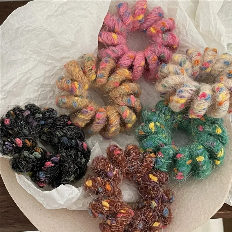 Winter Fur Wool Telephone Wire Hair Tie Large Spiral Shape Gum Rubber Phone Cord Elastic Hair Band Cute Girls Women Accessories