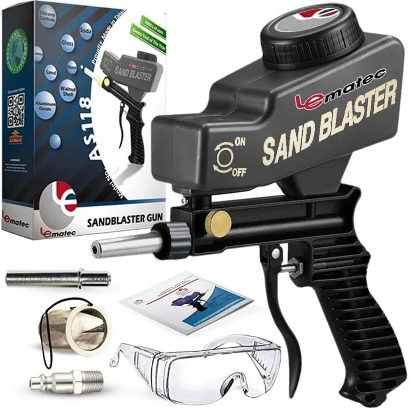 Sand Blaster Gun Kit for Air Compressor, Paint/Rust Remover for Metal, Wood & Glass Etching