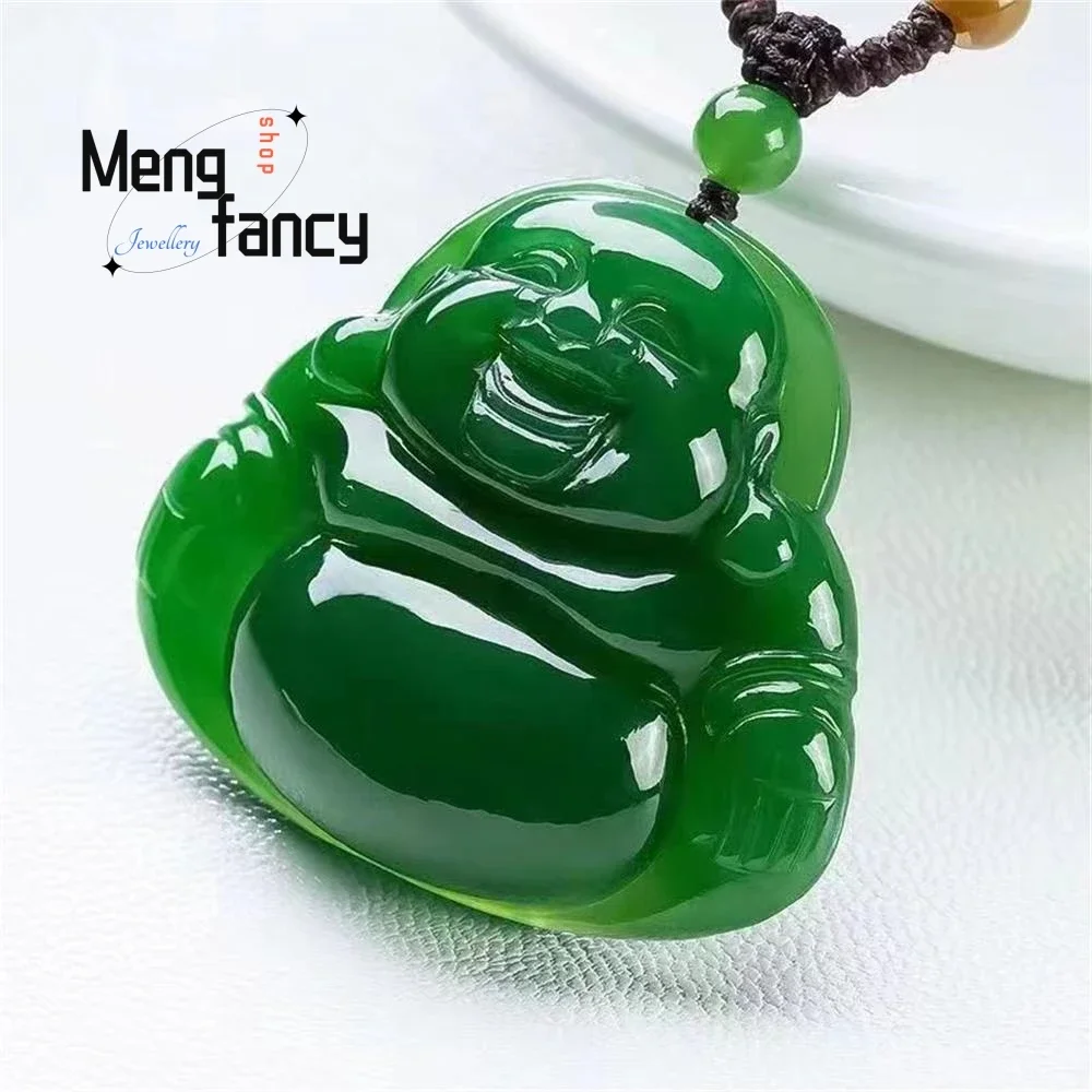 Natural Hotan Jade Jasper Maitreya Buddha Pendant Exquisite Elegant Simple High-grade Fashion Jewelry Buddhist Amulets Mascots