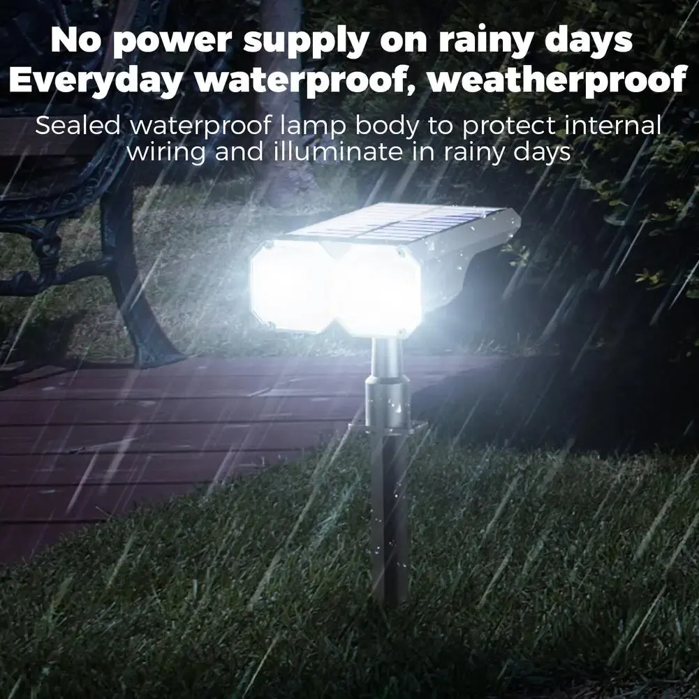 

2Pcs Outdoor Solar Lights 2 Lighting Modes Weatherproof Adjustable Angle Rotating Lamp Head Garden Lamps